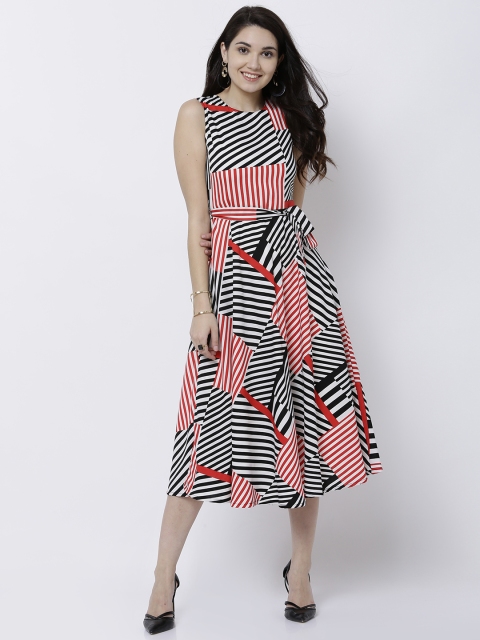 

Tokyo Talkies Women Red & Black Printed Fit and Flare Dress