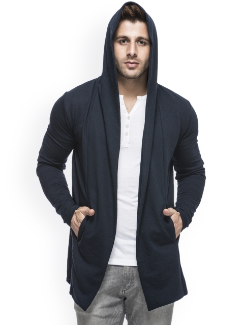 

Tinted Men Navy Blue Solid Hooded Sweatshirt