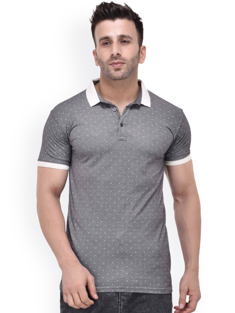 

Tinted Men Grey Printed Slim Fit Polo Collar T-shirt