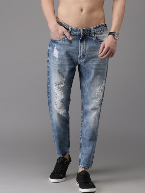 

Moda Rapido Men Blue Slim Fit Cropped Mid-Rise Mildly Distressed Jeans