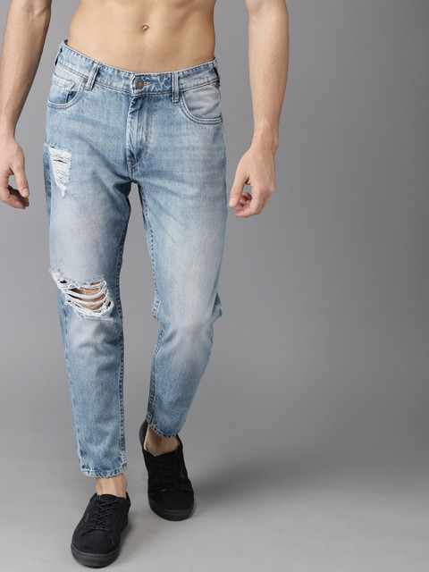 

Moda Rapido Men Blue Slim Fit Mid-Rise Mildly Distressed Cropped Jeans