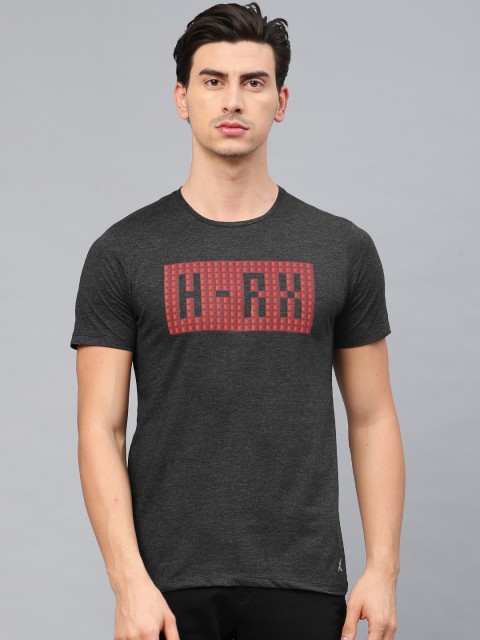 

HRX by Hrithik Roshan Charcoal Grey Printed Round Neck Active T-Shirt