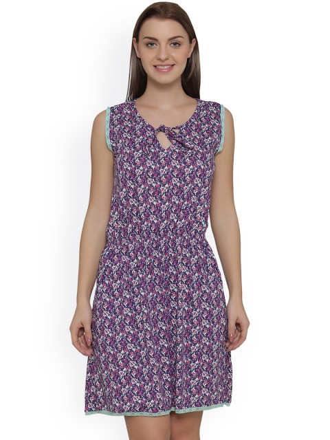 

Clovia Purple Printed Nightdress