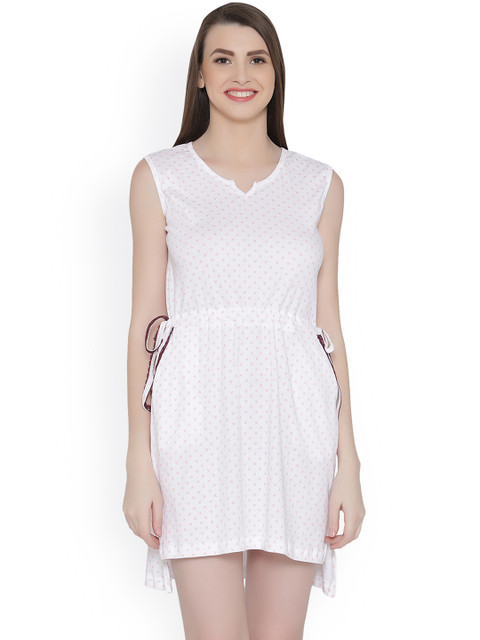 

Clovia White Printed Nightdress