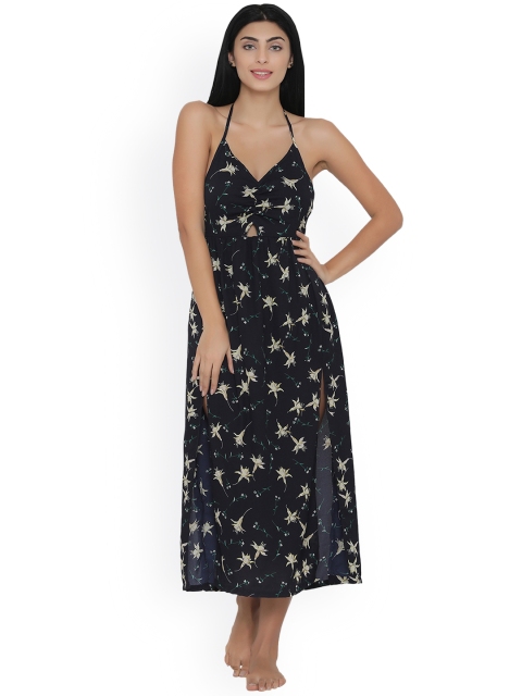 

Clovia Navy Blue Printed Nightdress