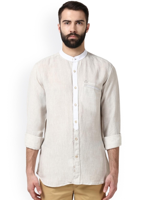 

Raymond Men Beige Solid Linen Casual Shirt