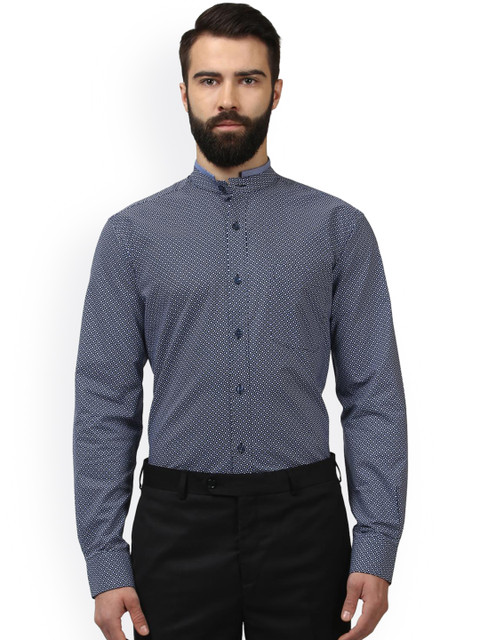 

Raymond Men Black & Blue Regular Fit Printed Formal Shirt