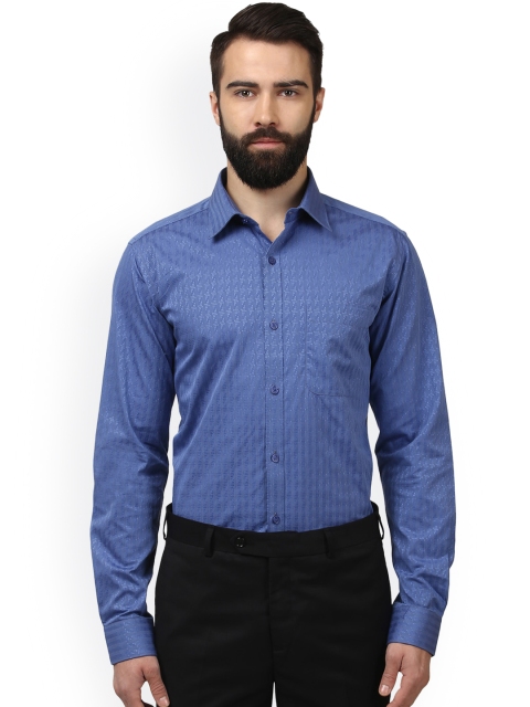

Raymond Men Blue Slim Fit Self Design Formal Shirt