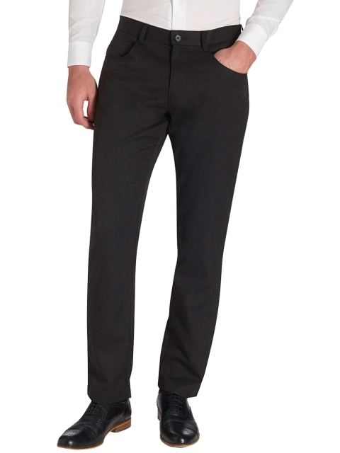 

next Men Black Regular Fit Solid Formal Trousers