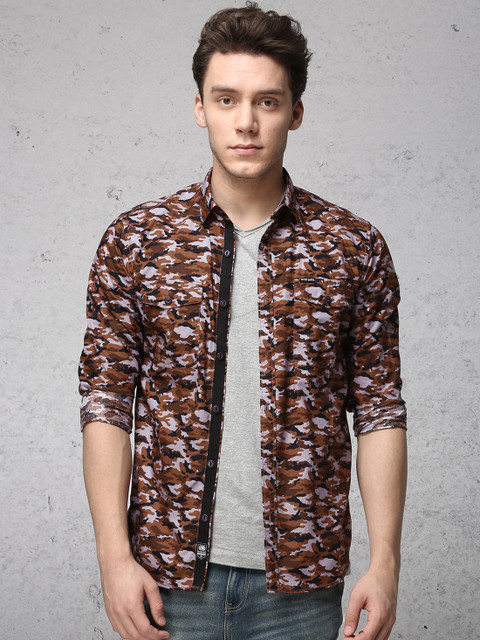 

Ecko Unltd Men Brown & Black Slim Fit Printed Casual Shirt