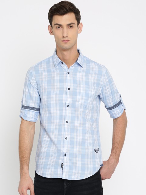 

Ecko Unltd Men Blue & White Slim Fit Checked Casual Shirt