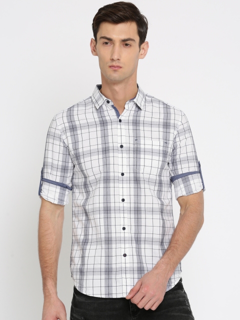 

Ecko Unltd Men White & Grey Slim Fit Checked Casual Shirt