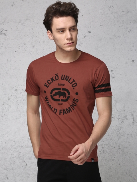 

Ecko Unltd Men Rust Printed Round Neck T-shirt