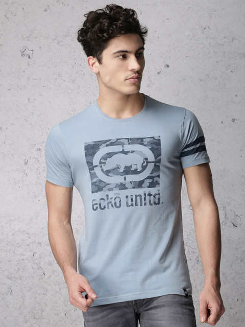 

Ecko Unltd Men Blue Slim Fit Printed Round Neck T-shirt