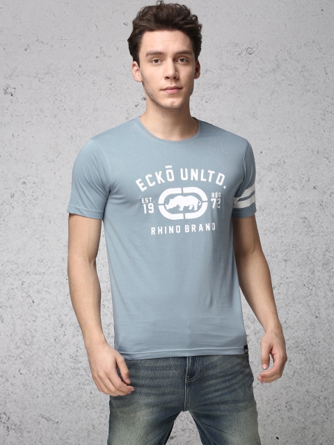 

Ecko Unltd Men Blue Printed Round Neck T-shirt