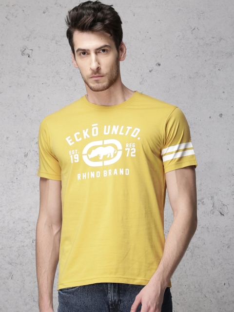 

Ecko Unltd Men Yellow Printed Round Neck T-shirt