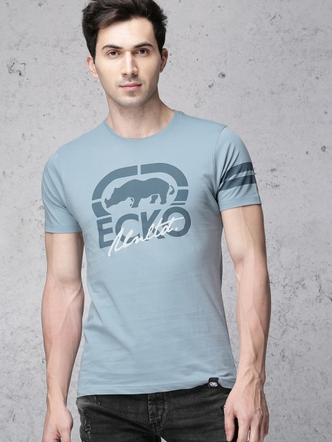 

Ecko Unltd Men Blue Printed Slim Fit Round Neck T-shirt