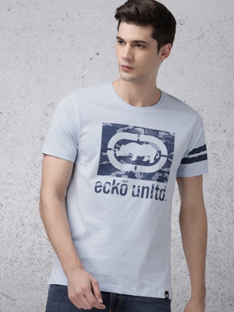 

Ecko Unltd Men Blue Printed Round Neck T-shirt