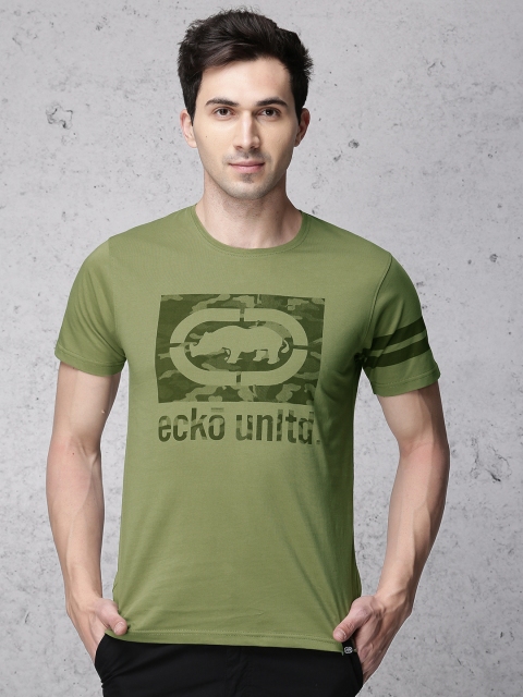 

Ecko Unltd Men Olive Green Printed Round Neck T-shirt