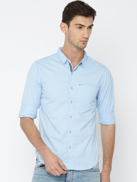 

SPYKAR Men Blue Regular Fit Solid Casual Shirt