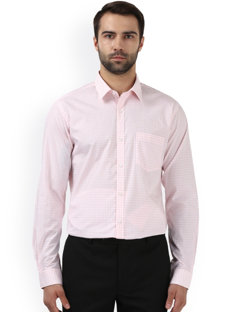 

Park Avenue Men Pink & White Slim Fit Checked Formal Shirt