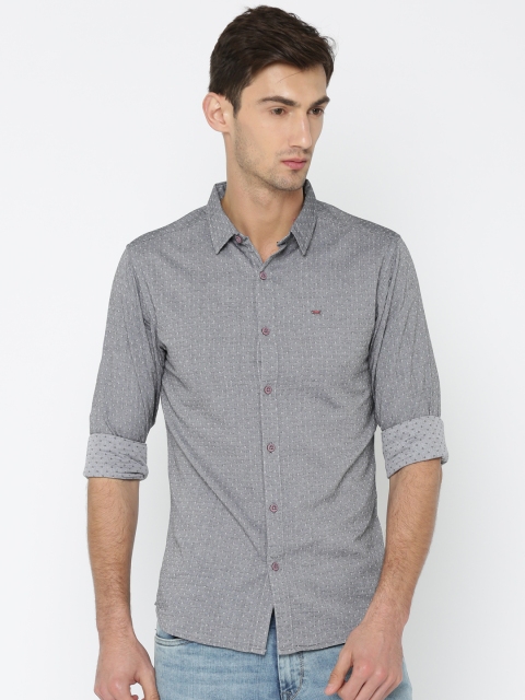 

SPYKAR Men Grey Regular Fit Self Design Casual Shirt