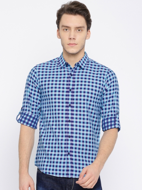 

SPYKAR Men Blue Regular Fit Checked Casual Shirt