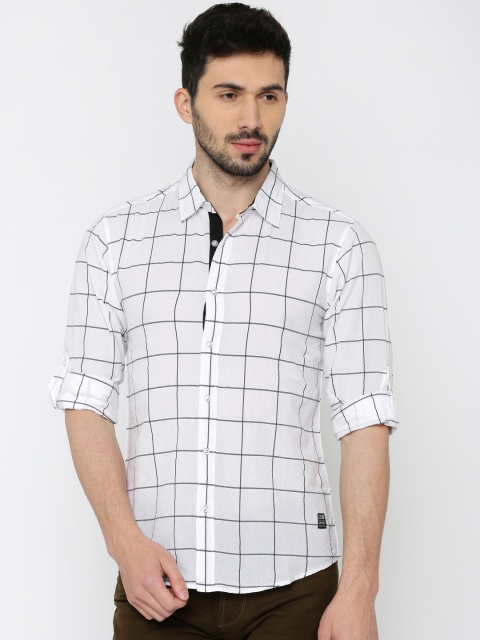 

SPYKAR Men White & Black Regular Fit Checked Casual Shirt