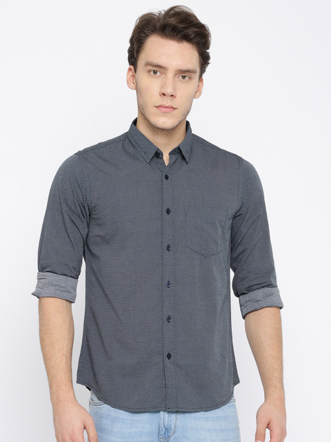 

SPYKAR Men Blue Slim Fit Printed Casual Shirt
