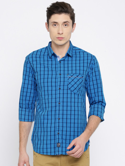 

SPYKAR Men Blue Slim Fit Checked Casual Shirt