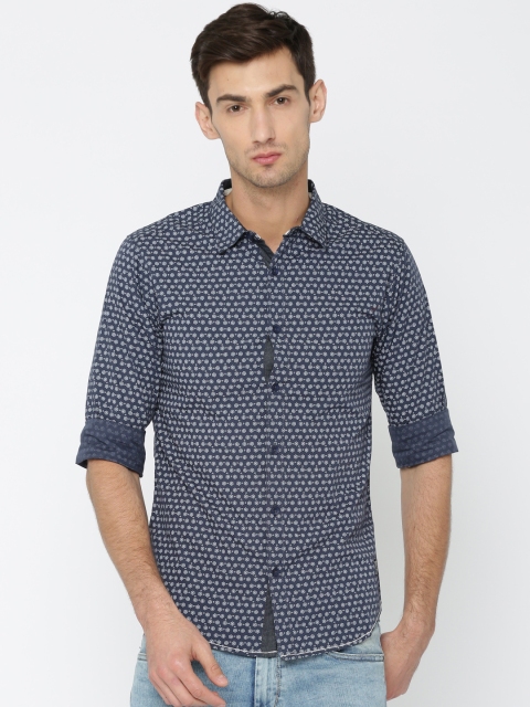 

SPYKAR Men Navy Regular Fit Printed Casual Shirt, Navy blue