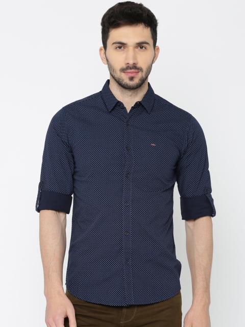 

SPYKAR Men Navy Regular Fit Printed Casual Shirt, Navy blue