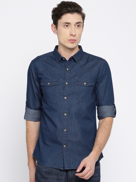 

SPYKAR Men Blue Regular Fit Solid Casual Shirt
