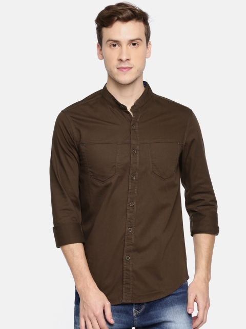 

SPYKAR Men Brown Slim Fit Solid Casual Shirt
