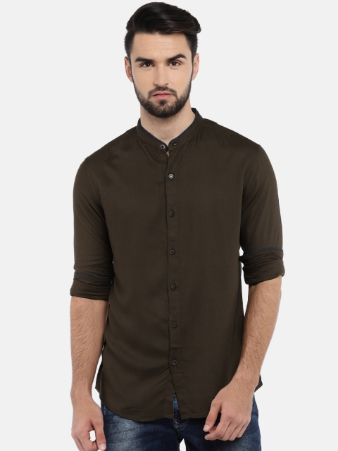 

SPYKAR Men Olive Green Regular Fit Solid Casual Shirt