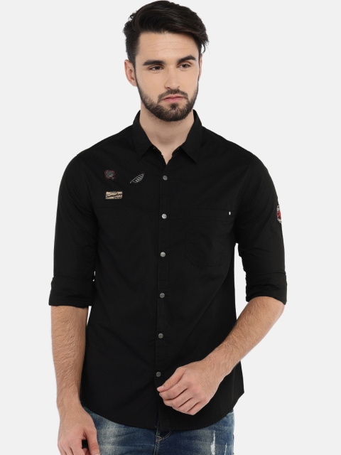 

SPYKAR Men Black Slim Fit Solid Casual Shirt