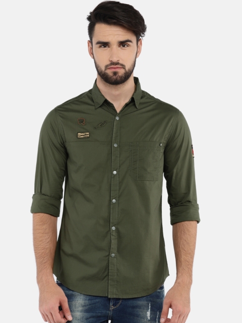 

SPYKAR Men Olive Green Slim Fit Solid Casual Shirt