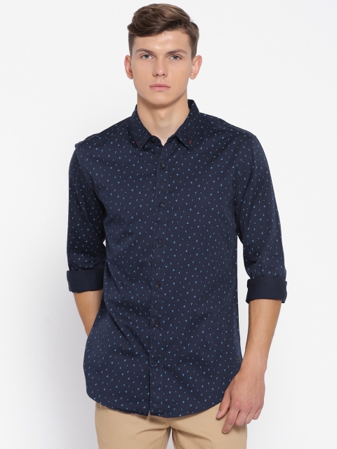 

SPYKAR Men Navy Blue Printed Regular Fit Casual Shirt