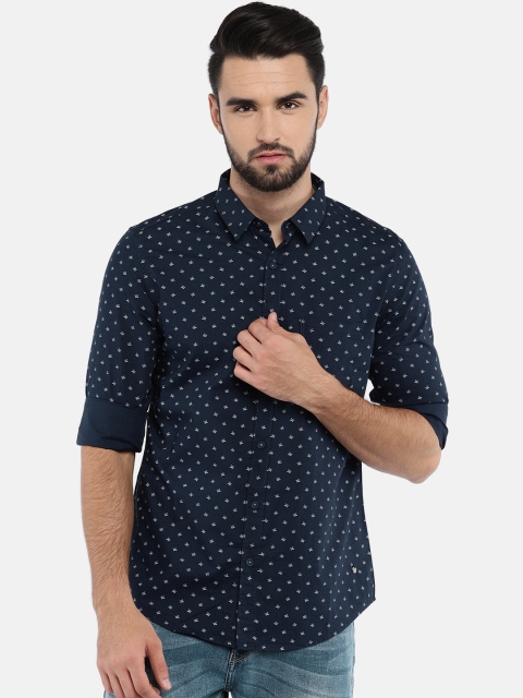 

SPYKAR Men Navy Blue Slim Fit Printed Casual Shirt