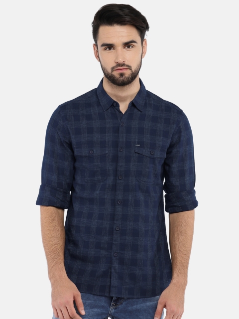 

SPYKAR Men Blue Slim Fit Checked Casual Shirt