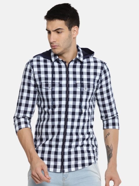 

SPYKAR Men Blue & Grey Slim Fit Checked Casual Shirt