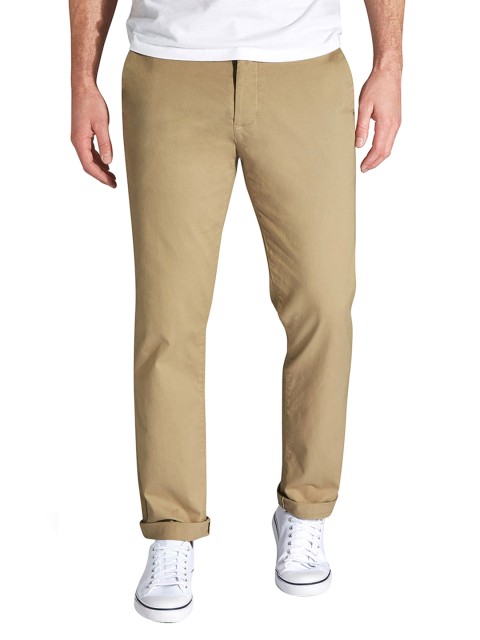 

next Men Beige Straight Fit Solid Trousers
