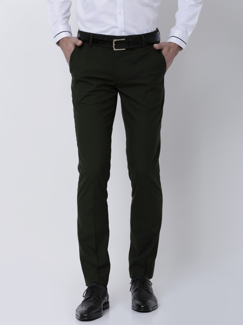 

Black coffee Men Green Slim Fit Solid Formal Trousers