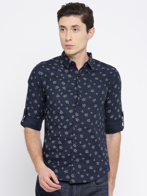 

SPYKAR Men Navy Slim Fit Printed Casual Shirt, Blue
