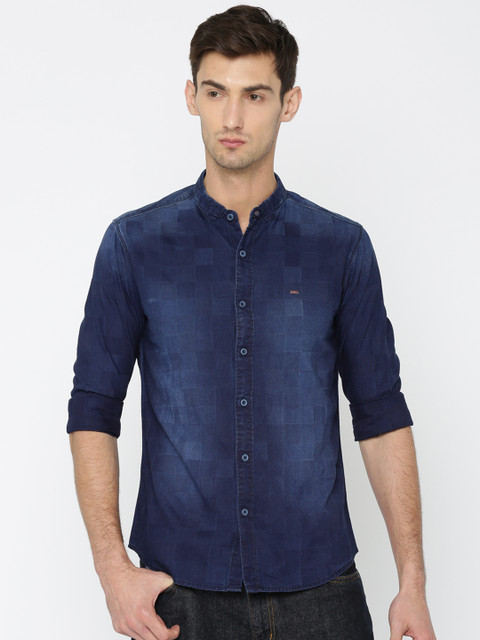 

SPYKAR Men Blue Slim Fit Faded Casual Shirt