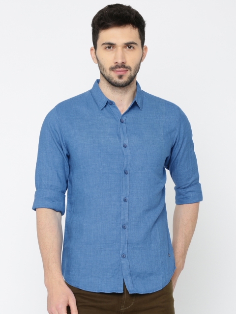 

SPYKAR Men Blue Slim Fit Solid Casual Shirt
