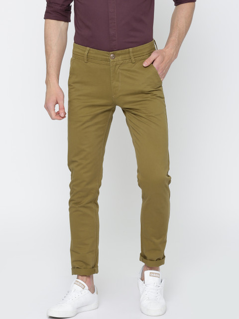 

SPYKAR Men Khaki Regular Fit Solid Chinos
