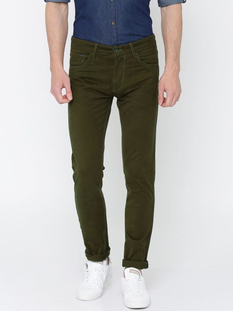 

SPYKAR Men Olive Green Regular Fit Solid Regular Trousers