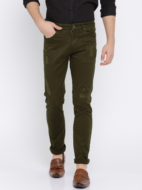 

SPYKAR Men Olive Green Regular Fit Mid-Rise Mildly Distressed Stretchable Jeans