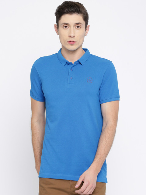 

SPYKAR Men Blue Solid Polo Collar T-shirt